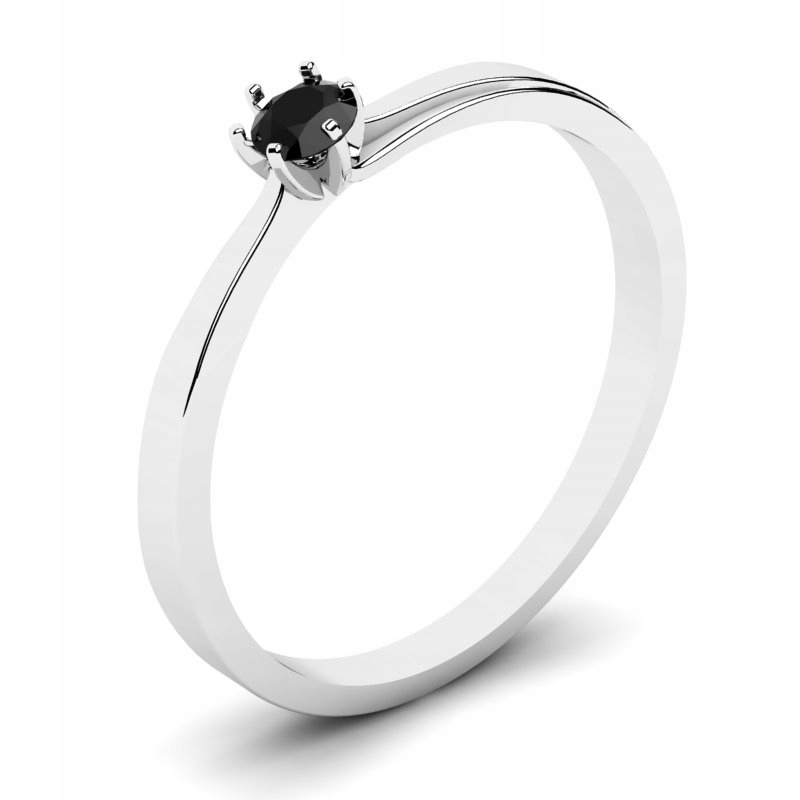 

Pierścionek Z Białego Złota Z Czarną Cyrkonią 3MM