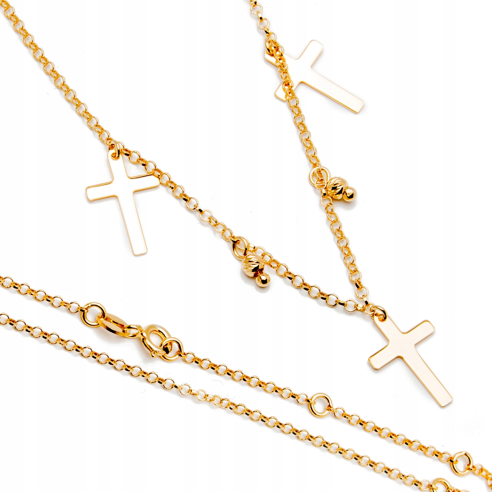 Stříbrný pozlacený náhrdelník 925 křížky korálky