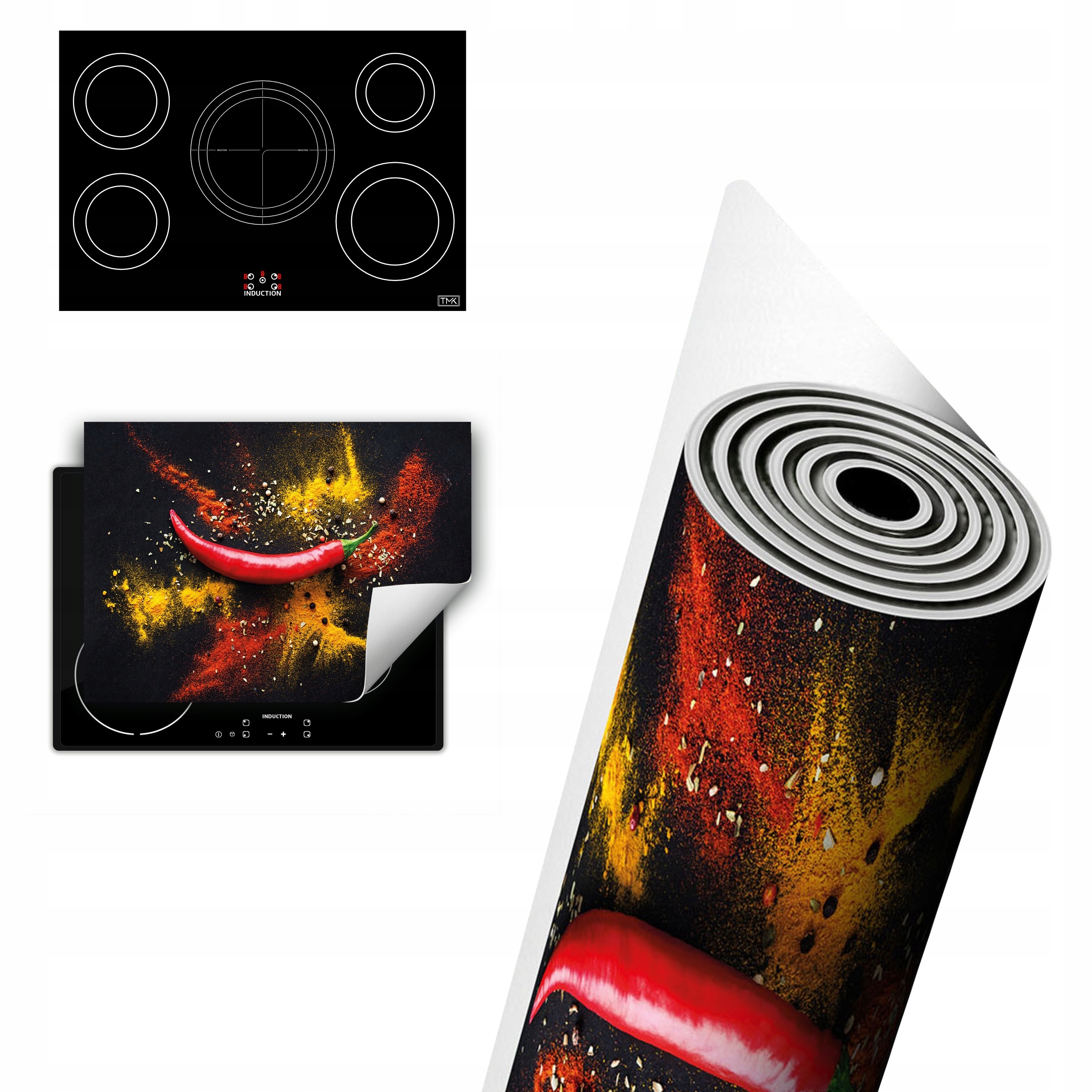 Vinylová Ochrana Na Indukci Deska 80x52 Barevná chilli