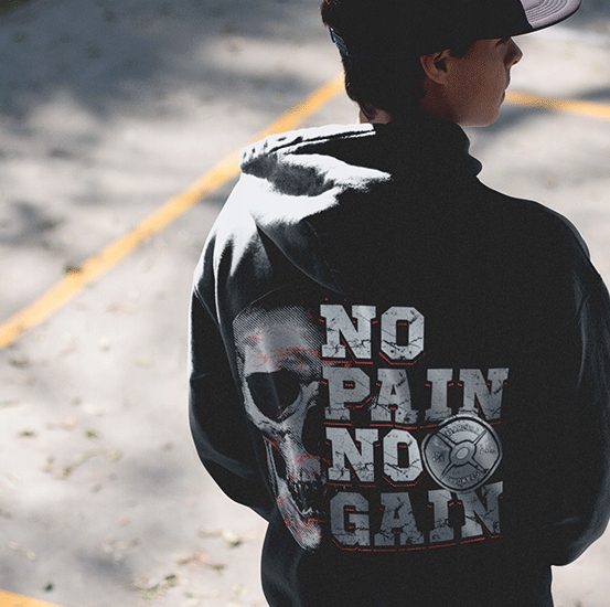 

Bluza Z Kapturem na siłownię No Pain No Gain Skull