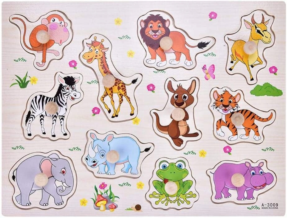 

Edukacyjne Duże Klocki Drewniane Układanka Zoo 11