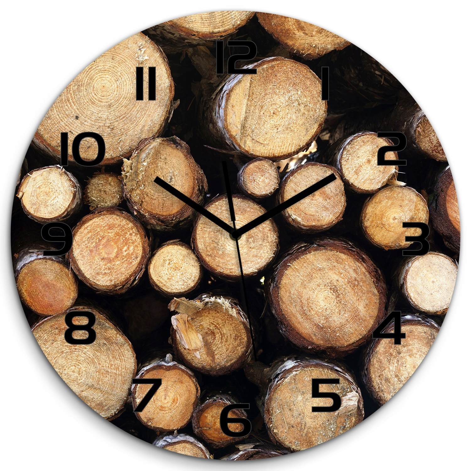 

Duży zegar ze szkła hartowanego Kłody drewna fi 60