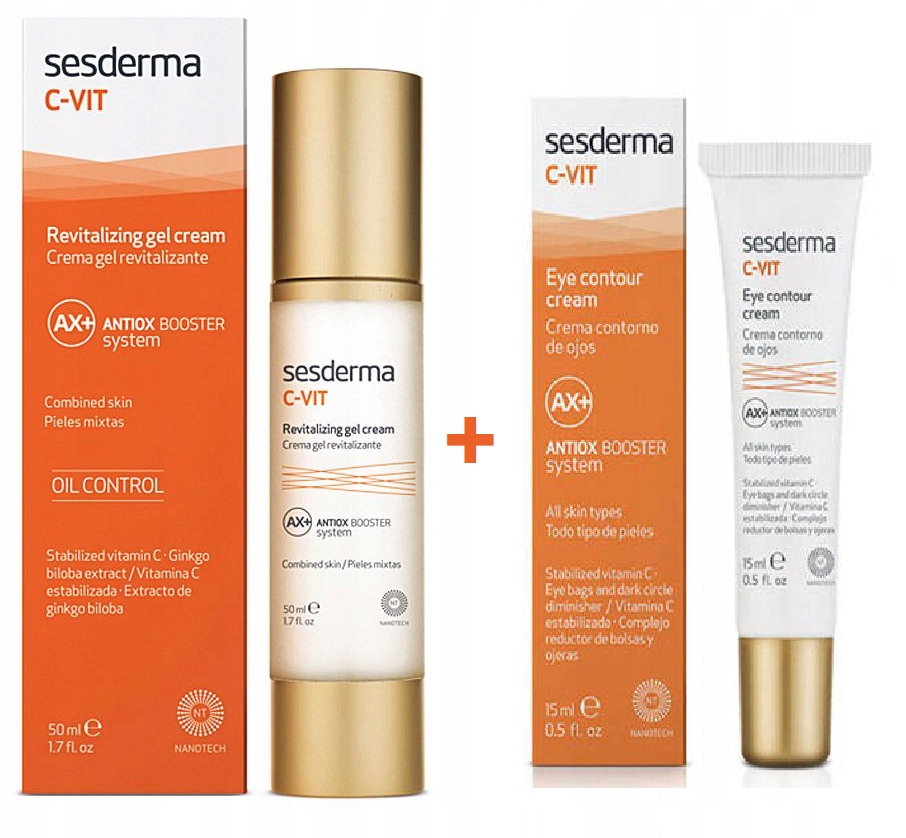 Sesderma C-Vit Cream-Żelowy krem do twarzy 50 ml Krem pod oczy 15 ml Zestaw