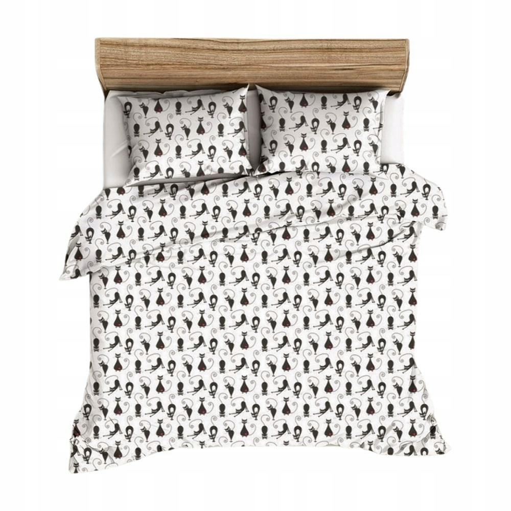 Pościel z kory 160x200 biała czarna koty 51N Bielawa Karo
