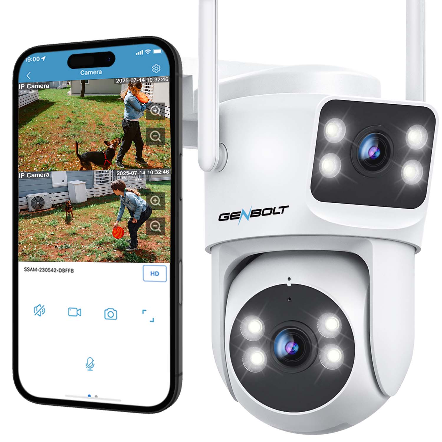 Venkovní WiFi Ip kamera dvojita objektivy otočná 2x4MP Qhd, DC&PoE 4x Zoom