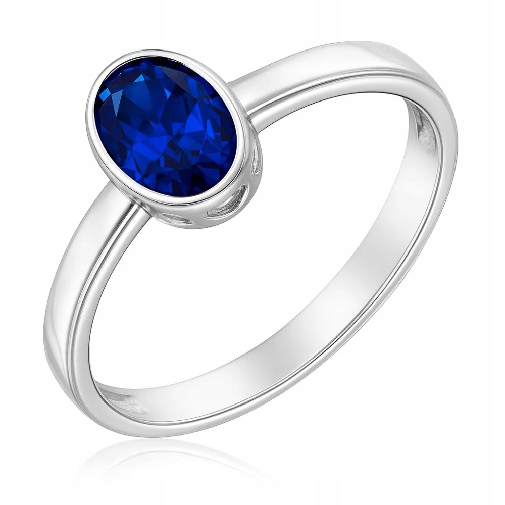 Stříbrný Prstýnek 925 Se Safírem, Oválným Zirkon Vel. 16