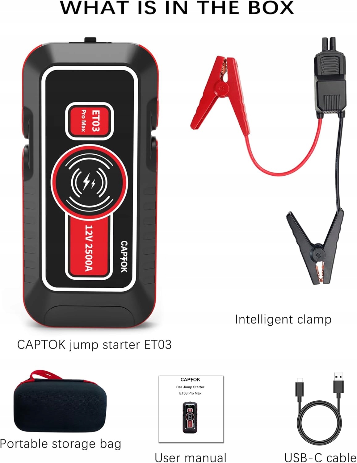 CAPTOK Powerbank rozruchowy 2500 A, 21800 mAh Marka inna