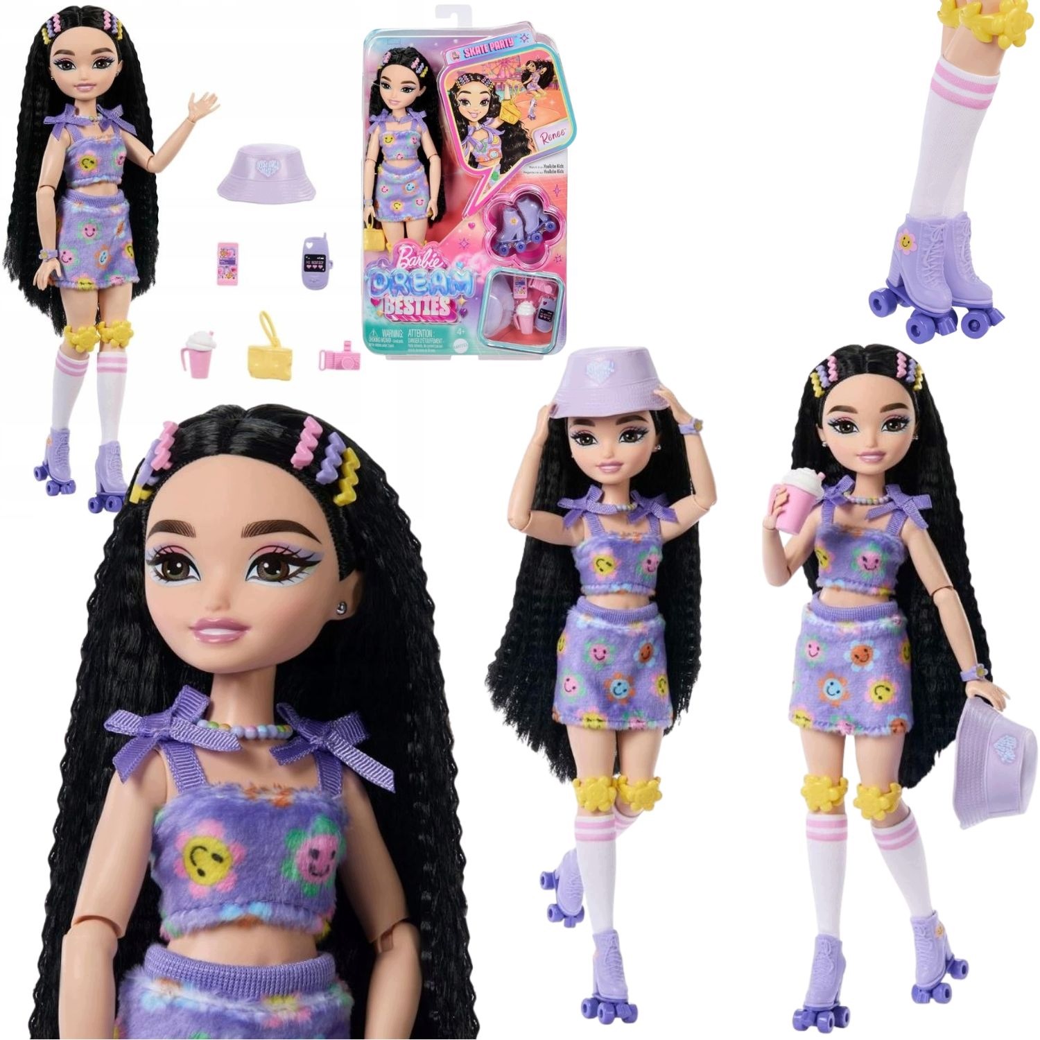 Lalka Barbie Modowa Sportowa Na Wrotkach Dream Besties Akcesoria 4+