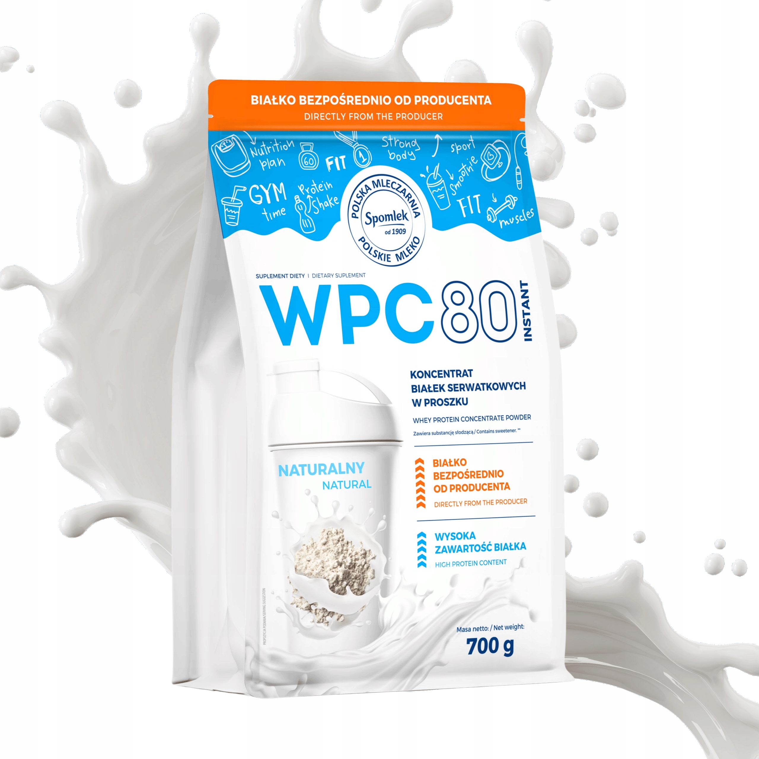 Syrovátkový koncentrát WPC80 Whey protein syrovátka přírodní bílkoviny Spomlek 700 g