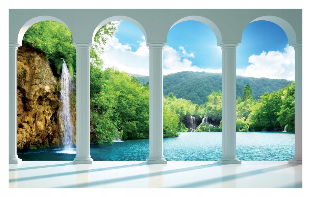 Fototapeta Architektura Vodopád Příroda Jezero Hory 200x140 lepidlo