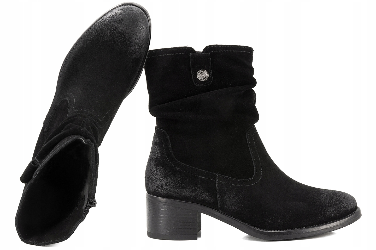 Sergio Leone BT354-S Kotníkové Boty Zateplené Zimní Semišové Kozačky Na Podpatku 36