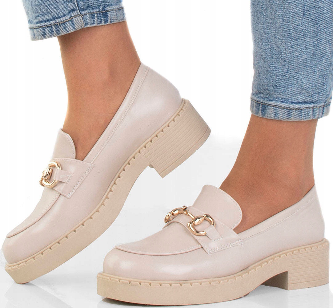 6464 BEŻOWE MOKASYNY PÓŁBUTY PLATFORMA ŁAŃCUCH 41 Kod producenta A11-BEIGE-41