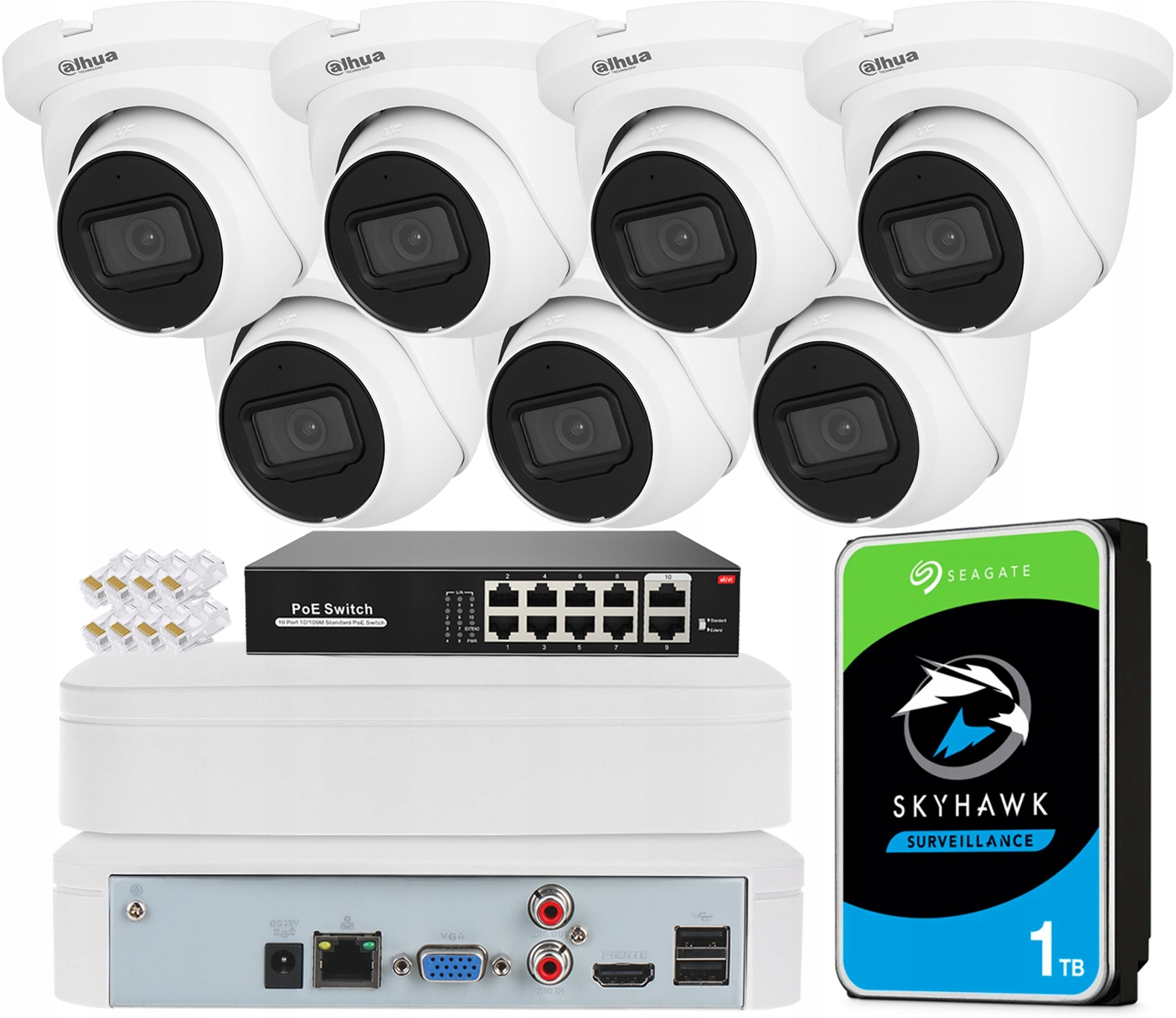 Sada na monitorovanie 7 kamier IPC-HDW2541TM-S-0280 5MPx Dahua WizSense Ir Led