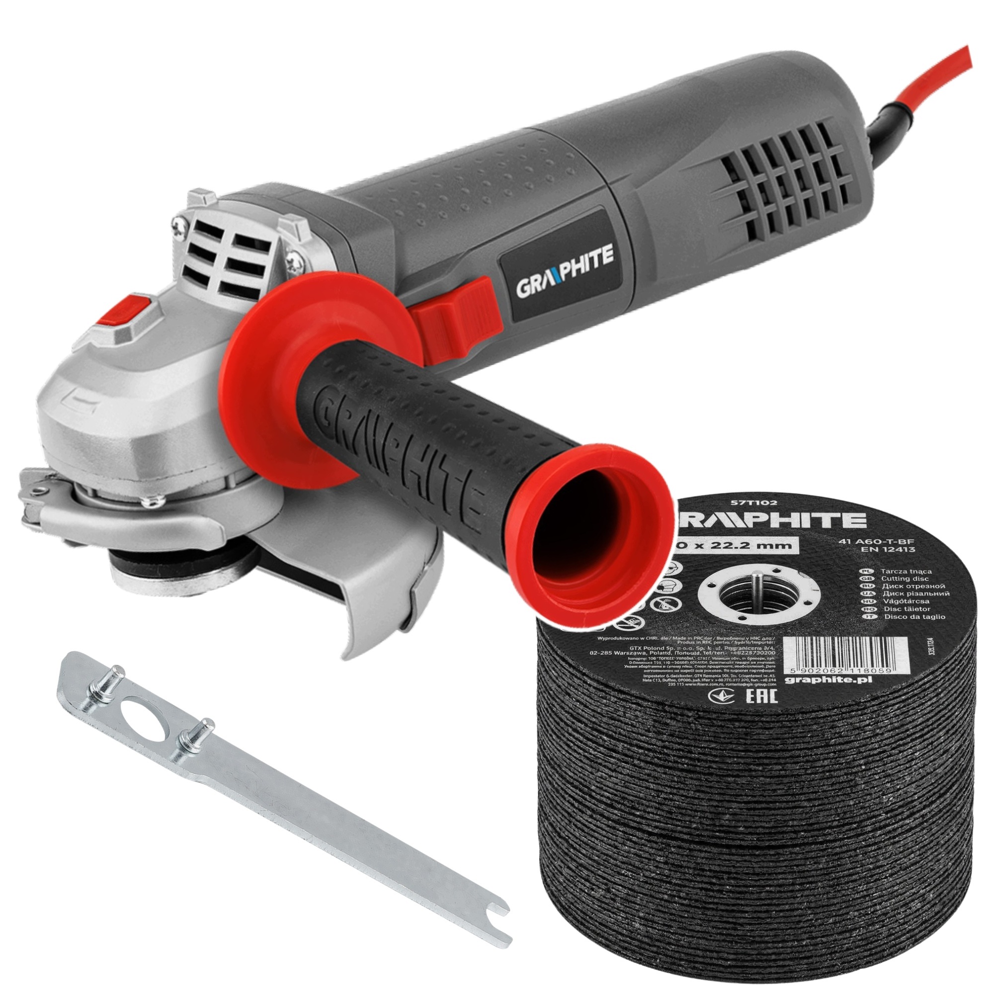 Szlifierka Kątowa Sieciowa Kątówka 1100W 125MM Graphite 10 Tarcz Inox