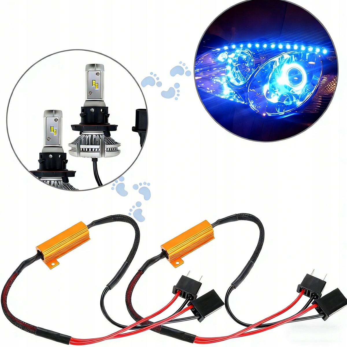 2x Rezystor Żarówek Led H7 Kasujący Błąd T50W Filtr Canbus Adapter