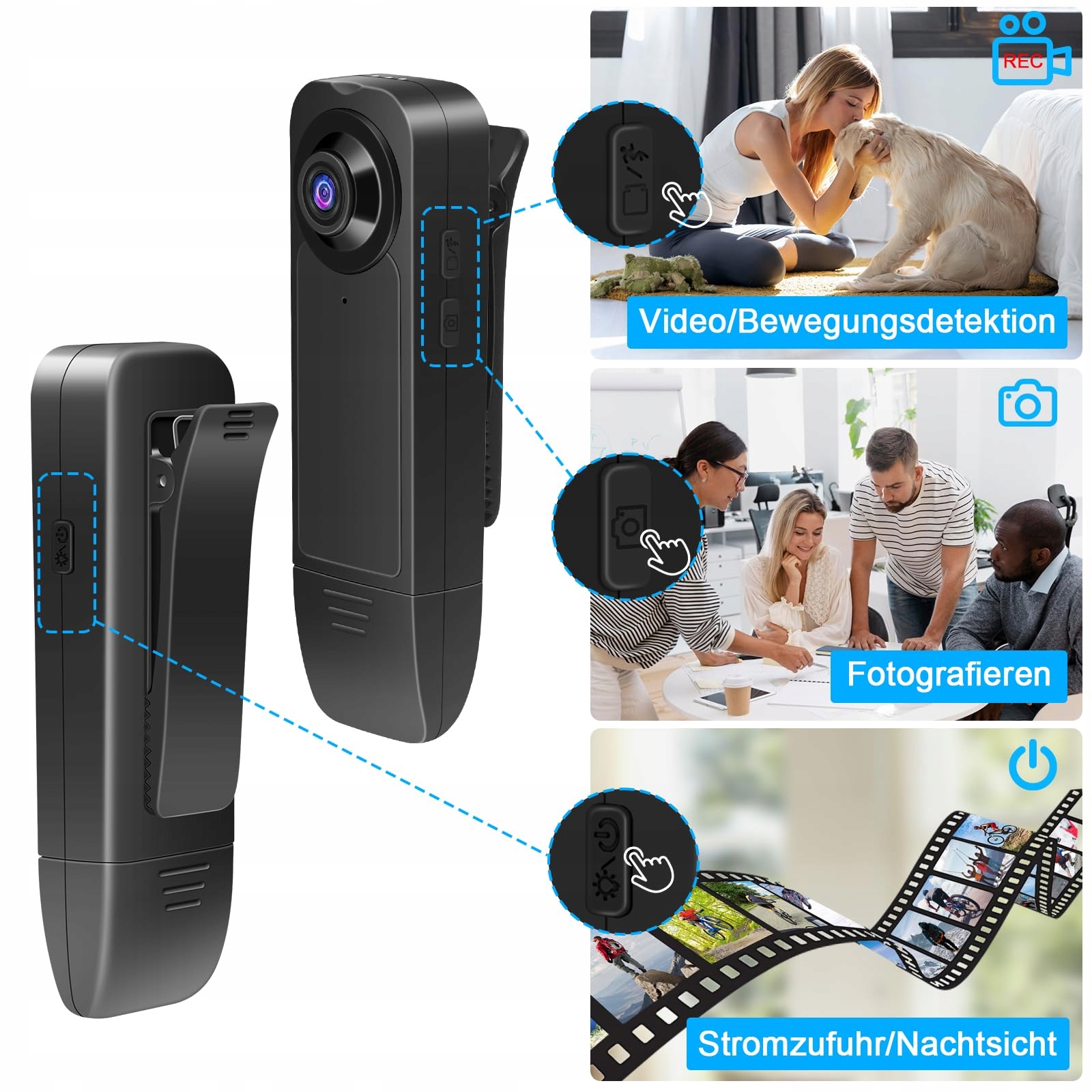 PUDET Luo Kamera HD 1080P Mini Kamera 32GB Karta Nocna Wizja Bez WiFi — miniatura 2