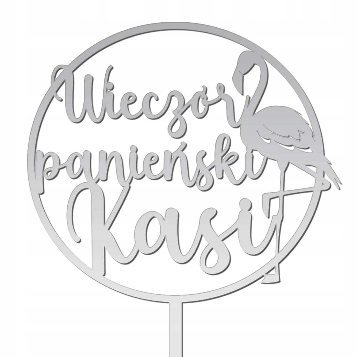 TOPPER WIECZÓR PANIEŃSKI IMIĘ FLAMING NAPIS SREBRO