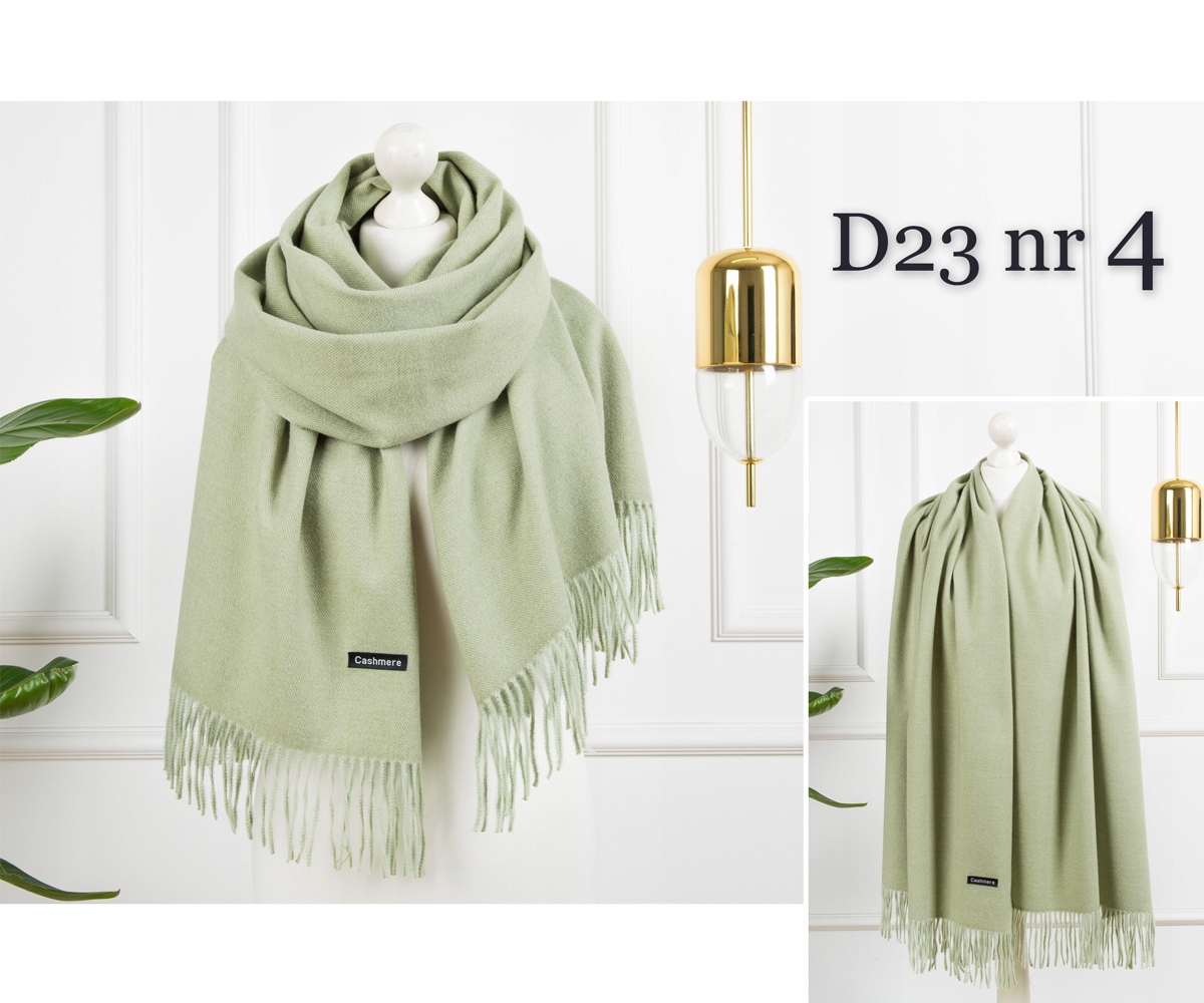 KASZMIROWY MODNY SZALIK CZEKOLADOWY BRĄZ ELEGANCKI CIEPŁY SZAL Kolekcja jednolity klasyczny gładki kaszmir