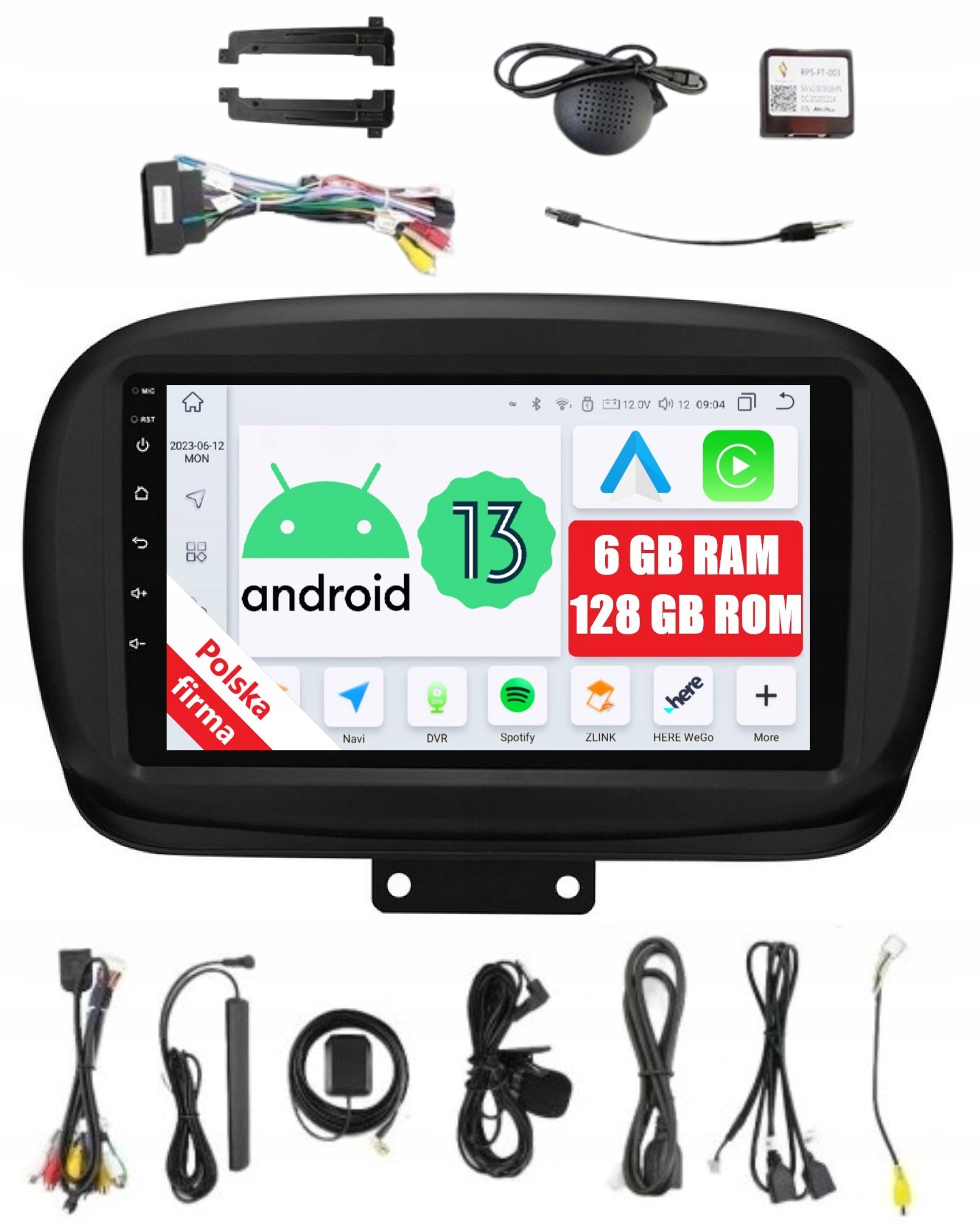 Navigácia Rádio 2DIN Android Fiat 500X 6/128 Gb Dsp Carplay Lte
