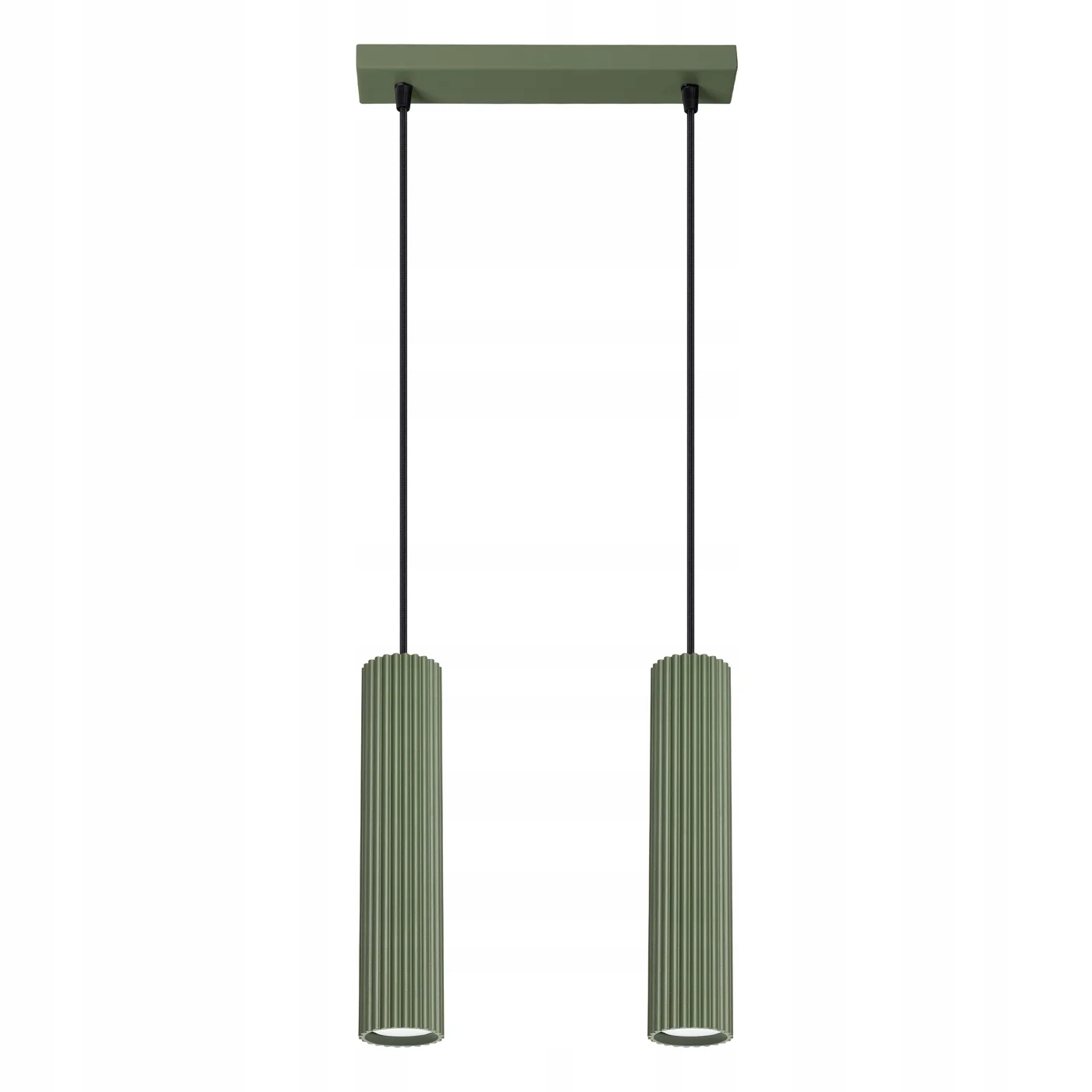Dvojitá závesná lampa zelená s vrúbkovanými tubami 30 cm nad stôl a ostrovček Sollux