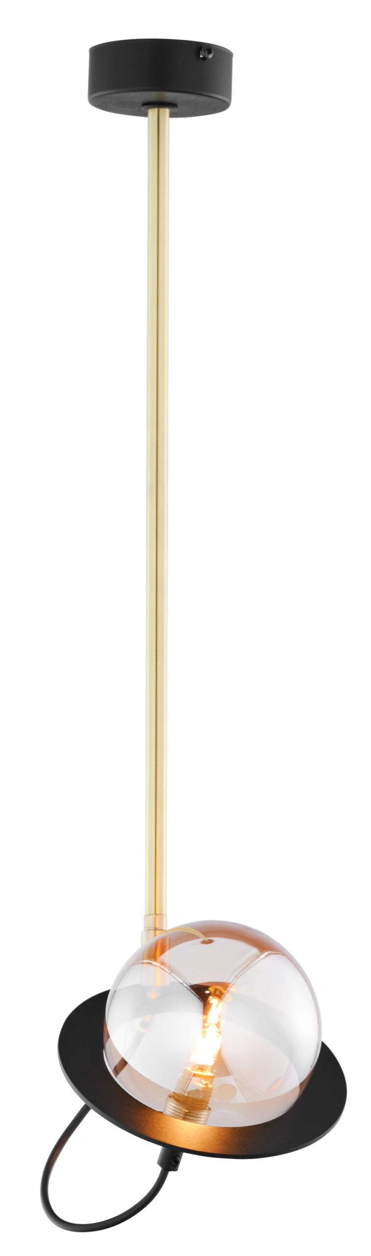 Jupiter Závesná lampa Planet: Čierno-zlatá jantárová guľa 1xG9 14W