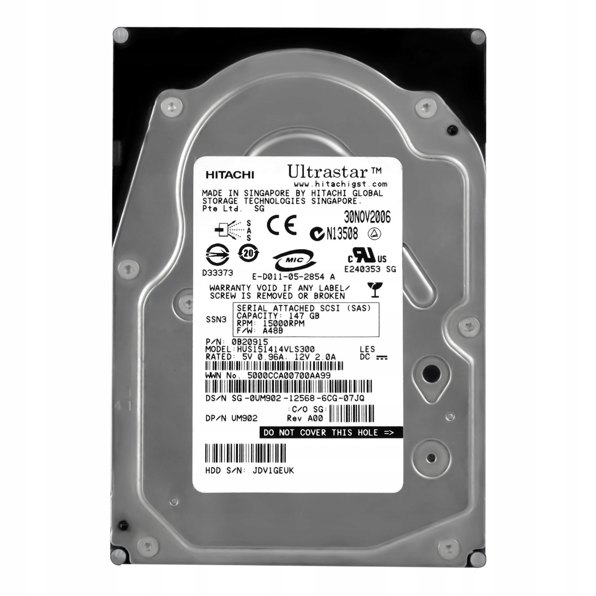 Dell 0UM902 146GB 15K 16MB Sas 3.5'' HUS151414VLS300