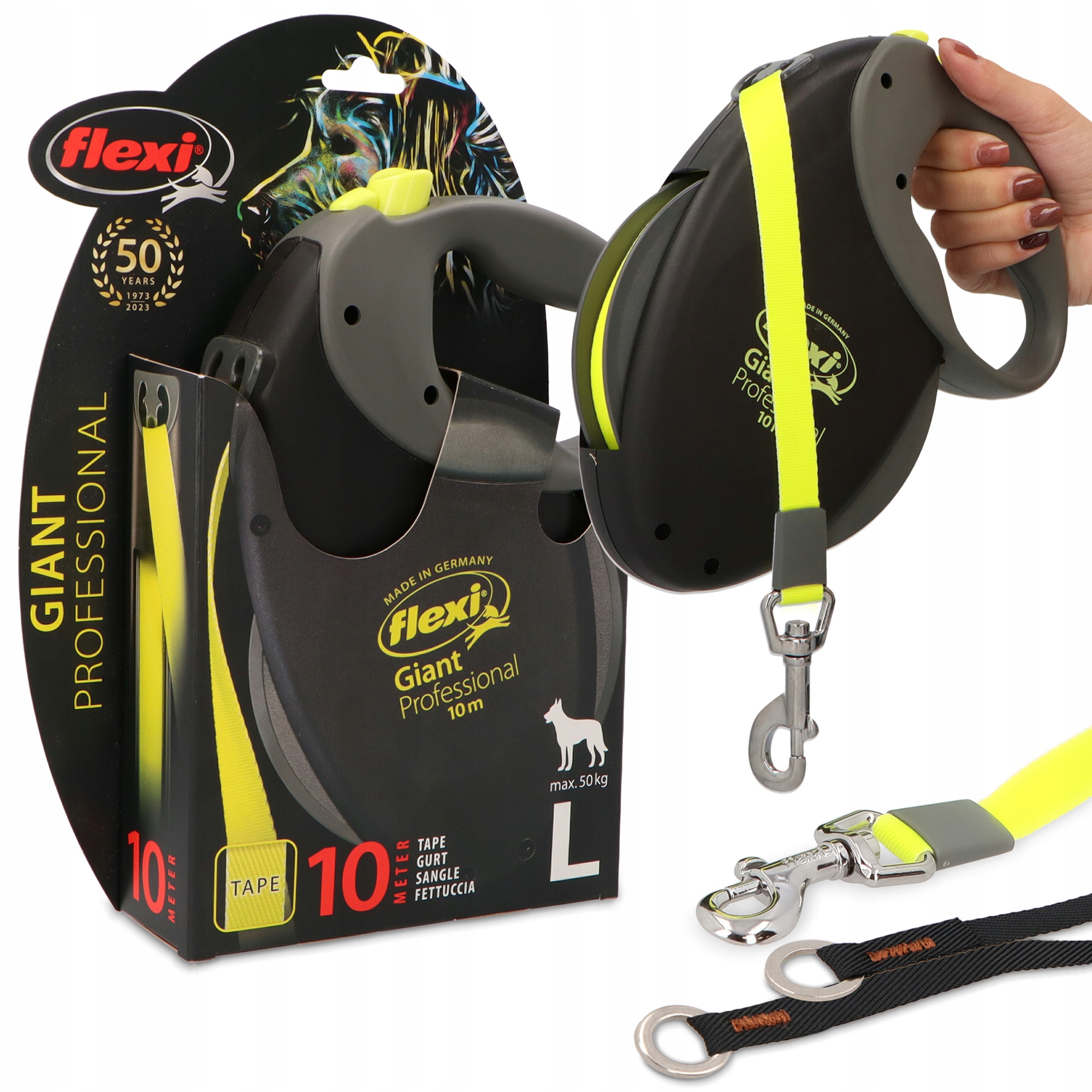 Smycz Flexi Psa Automatyczna 10m Taśma Zwijana Rozciągana Dużych Psów 50 3O