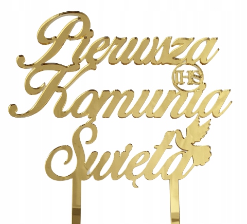 

Topper złoty Pierwsza Komunia Święta złote lustro