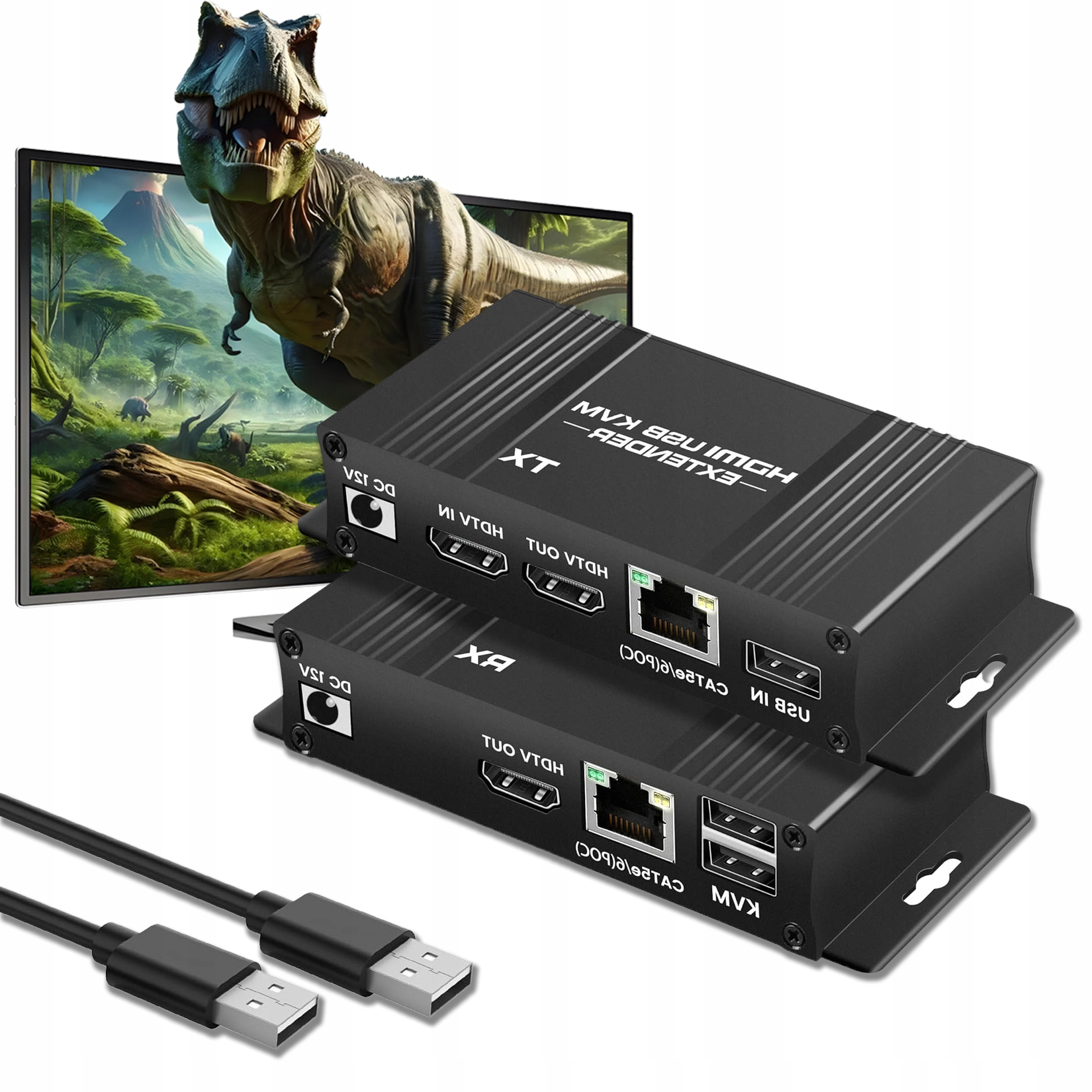 Převodník zesilovače signálu Hdmi RJ-45 Kvm 60 m 1080p