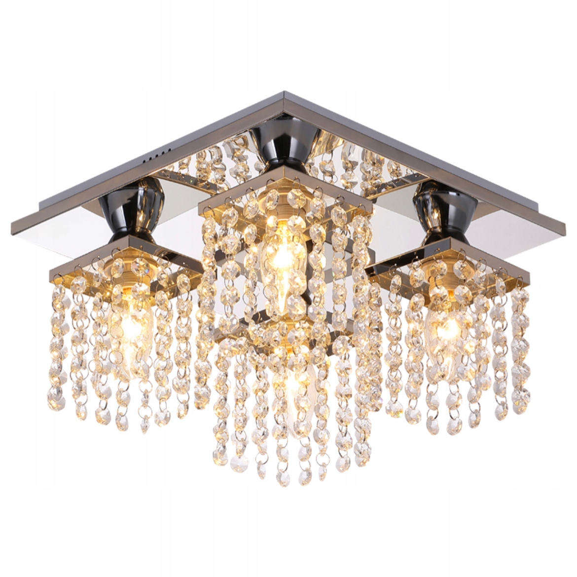 

Lampa Kryształowa Sufitowa Plafon Chrom Kryształ