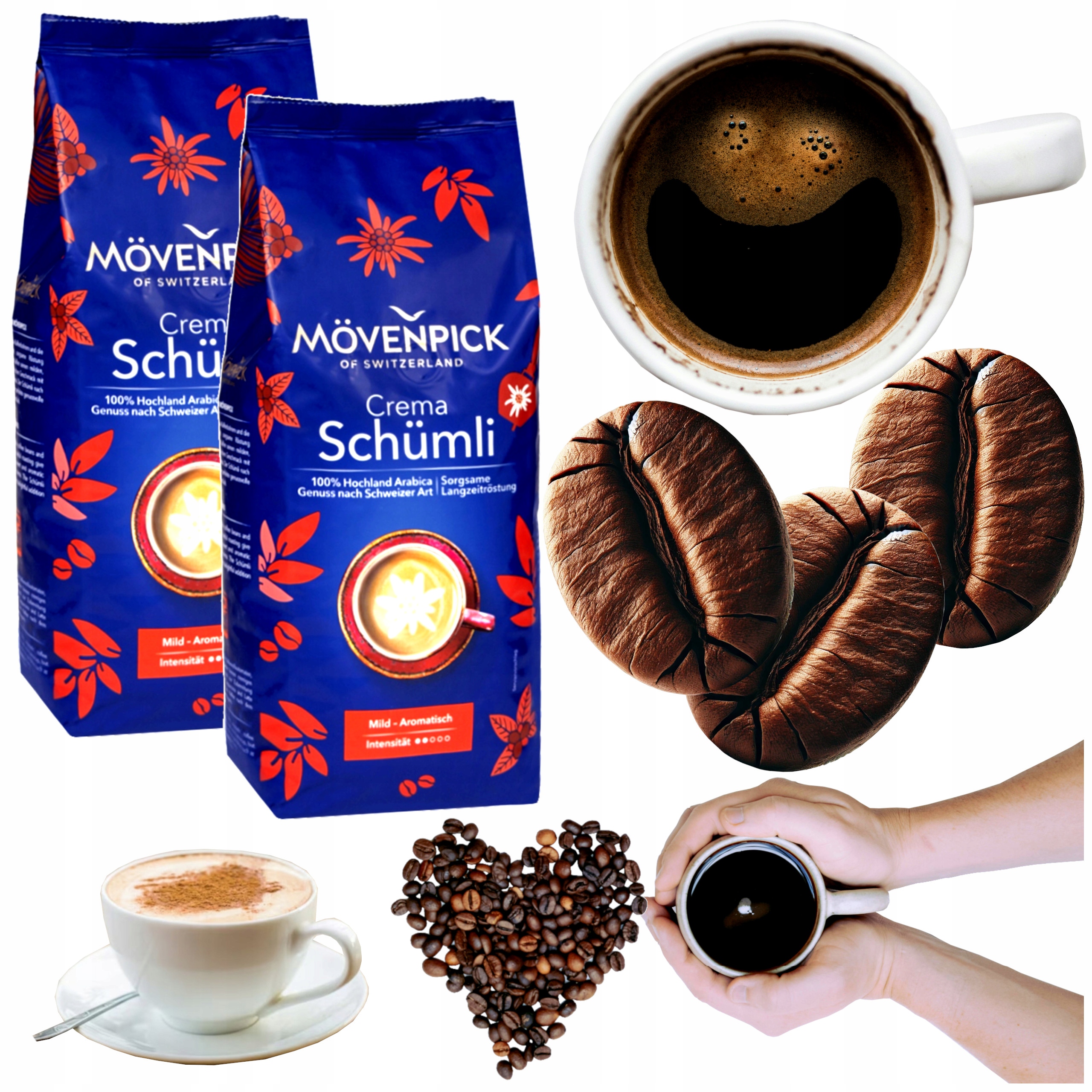 Kawa ziarnista 1kg x2 100% Arabica Movenpick Schümli blue do ekspresu 2000g