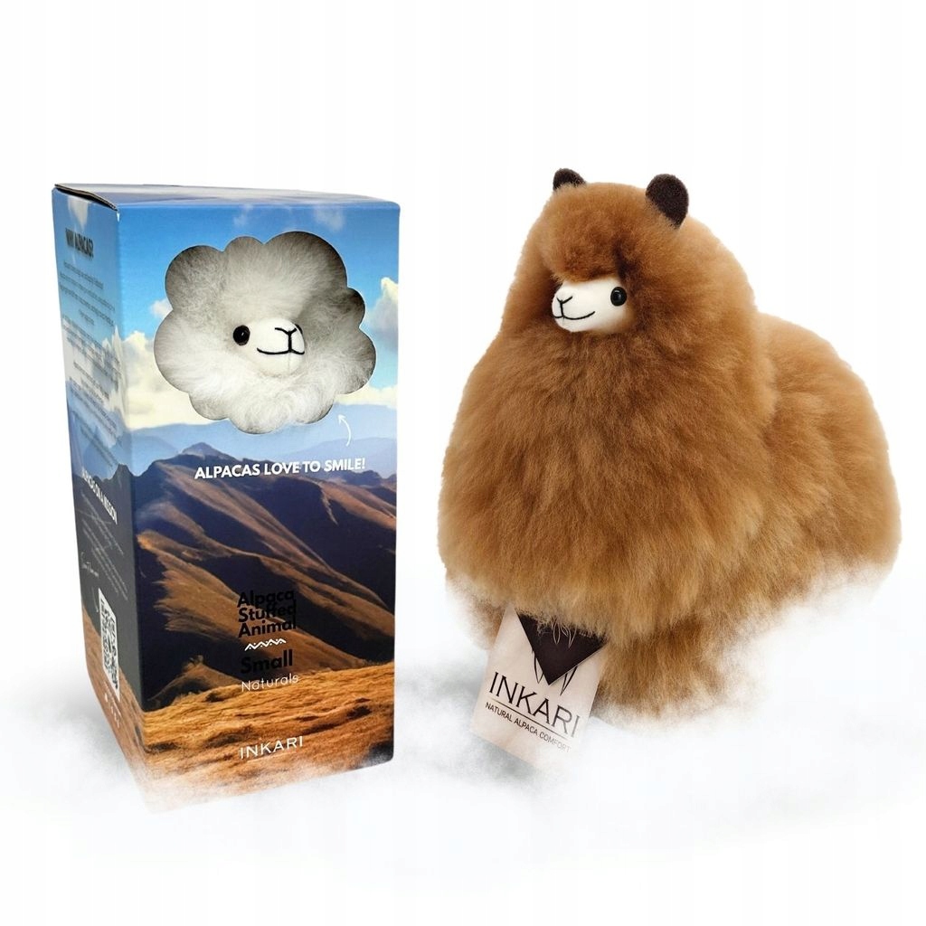Inkari Alpaka Hazelnut mała Maskotka naturalna ręcznie robiona wełna