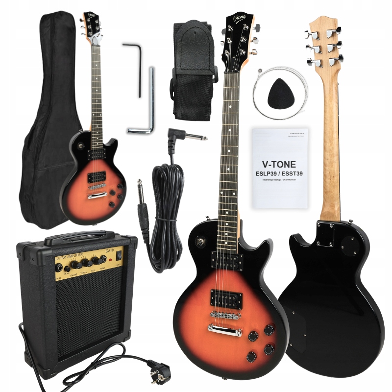Set Elektrická Kytara Les Paul 4/4 34" Zesilovač Pouzdro Příslušenství