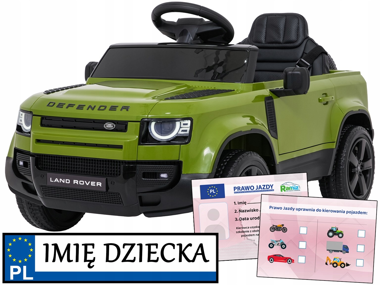 samochodzik na akumulator Land Rover Defender piankowe koła pilot 2,4 GHz