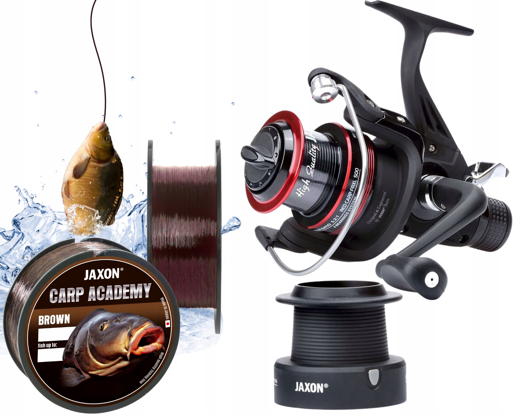 Lekki Kołowrotek Karpiowy Jaxon Red Carp Frxl 300 Żyłka 0,25, 300 M