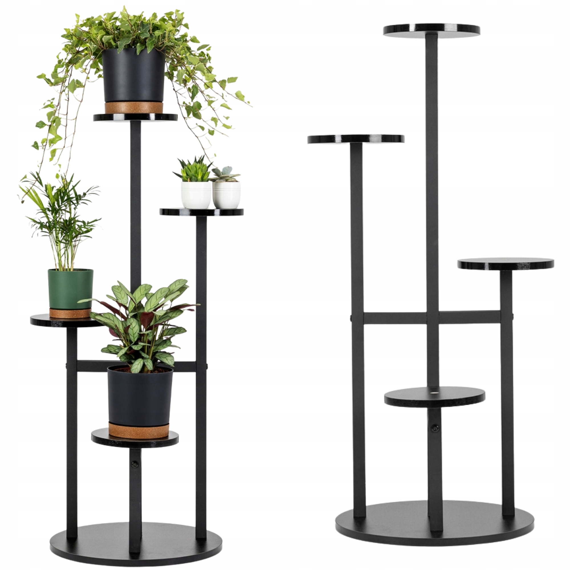 Univerzálny Stojan Na Kvety kovový 4 úrovne 100 cm čierny