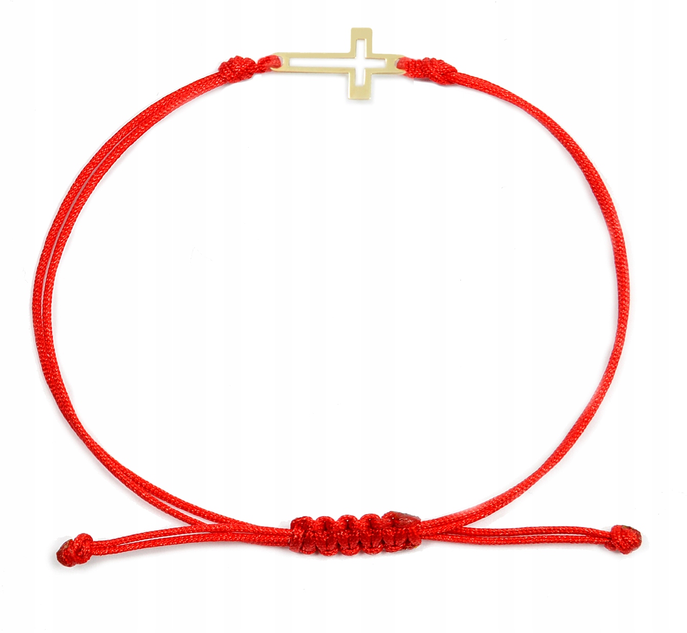 Zlatý náramek na provázku s křížkem Pr.585 Gravírování