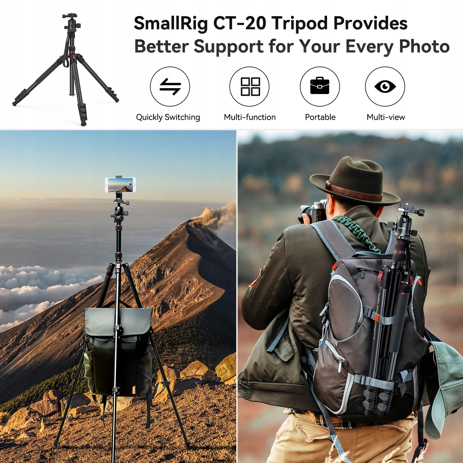 SMALLRIG Statyw Kamerowy 200cm z Głowicą Panoramiczną 15kg Obciążenie — miniatura 7