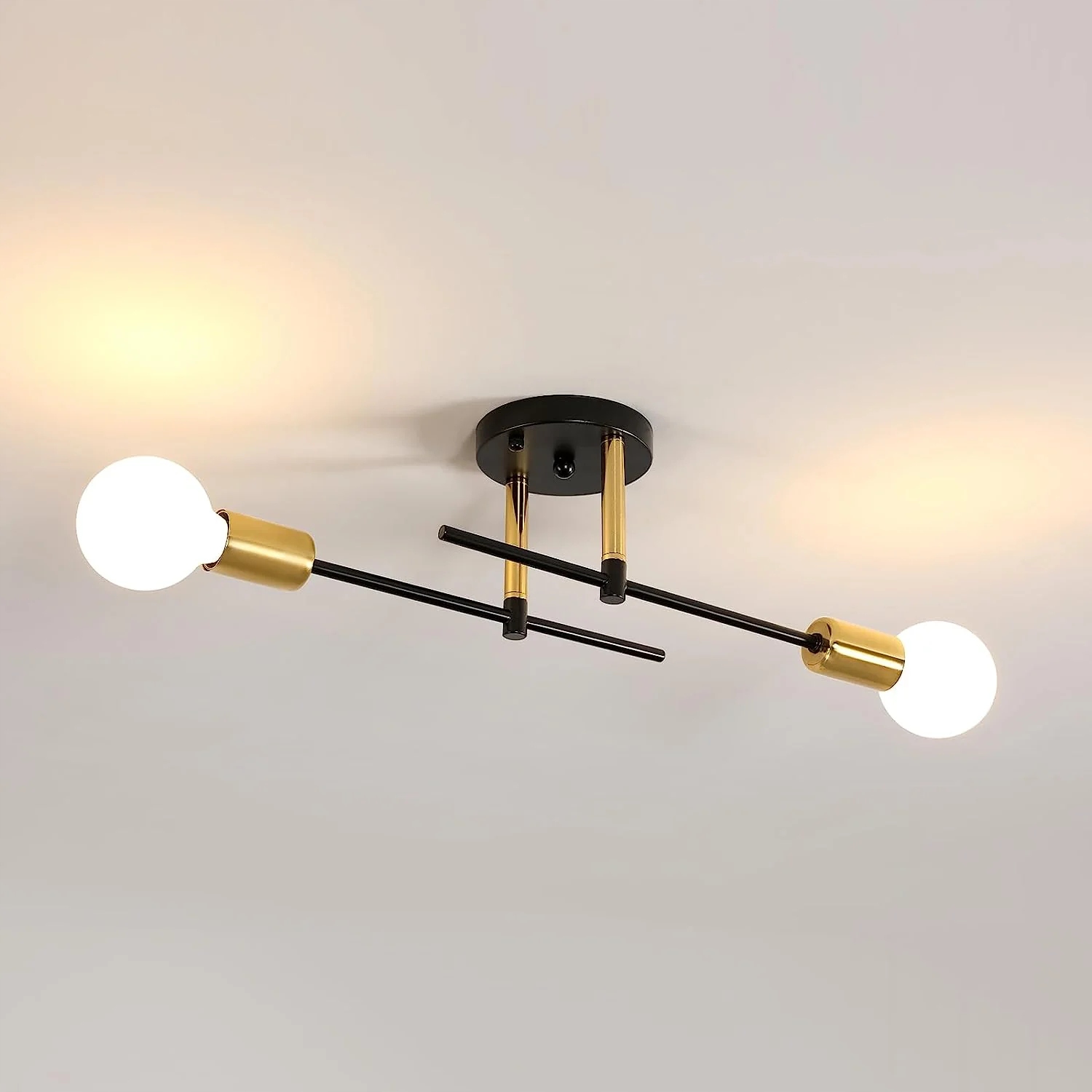 Lampa Sufitowa Wisząca Czarna E27 Żyrandol Złoty Nowoczesny do Sypialni