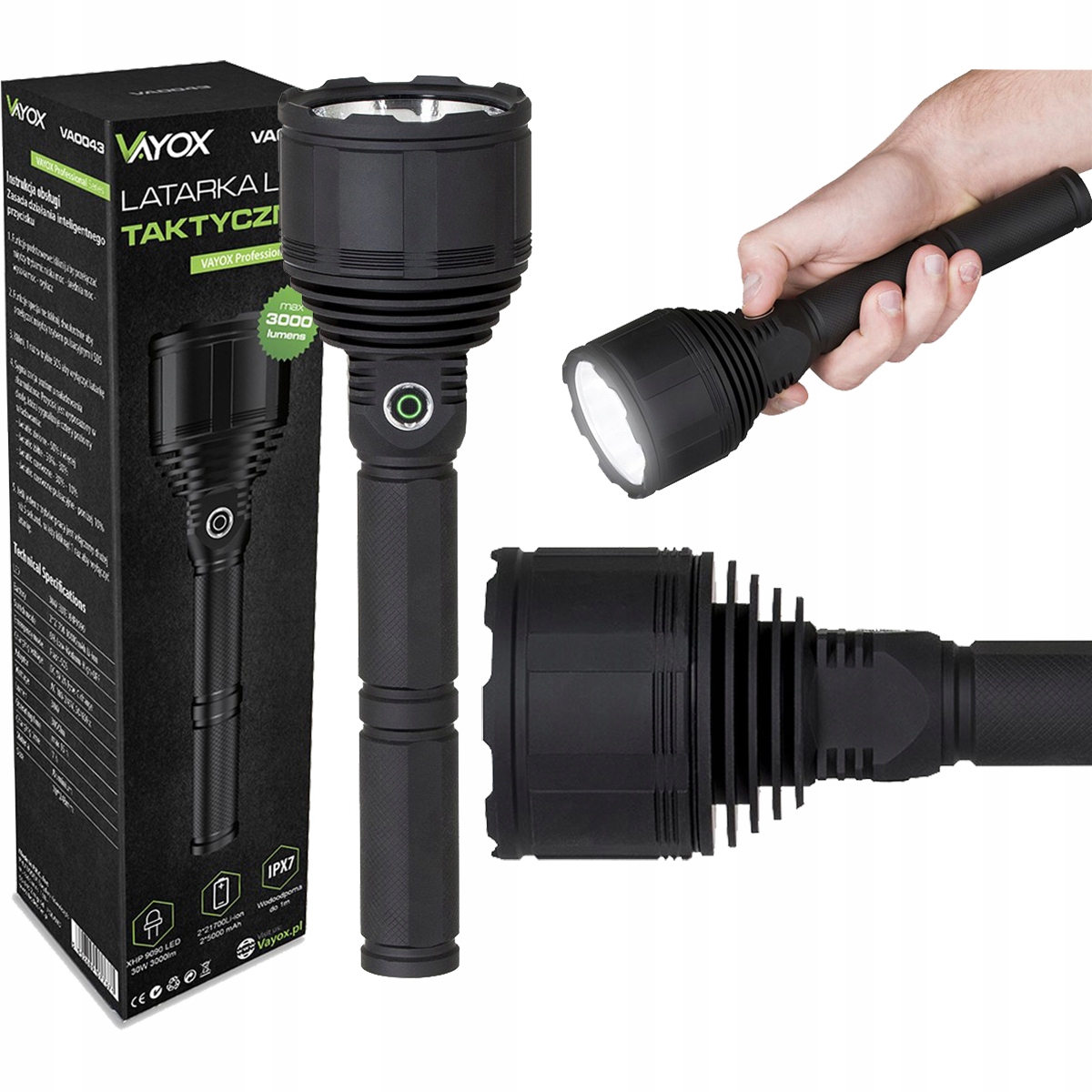 

Latarka Led Taktyczna Wojskowa Lampa Usb Pro Vayox