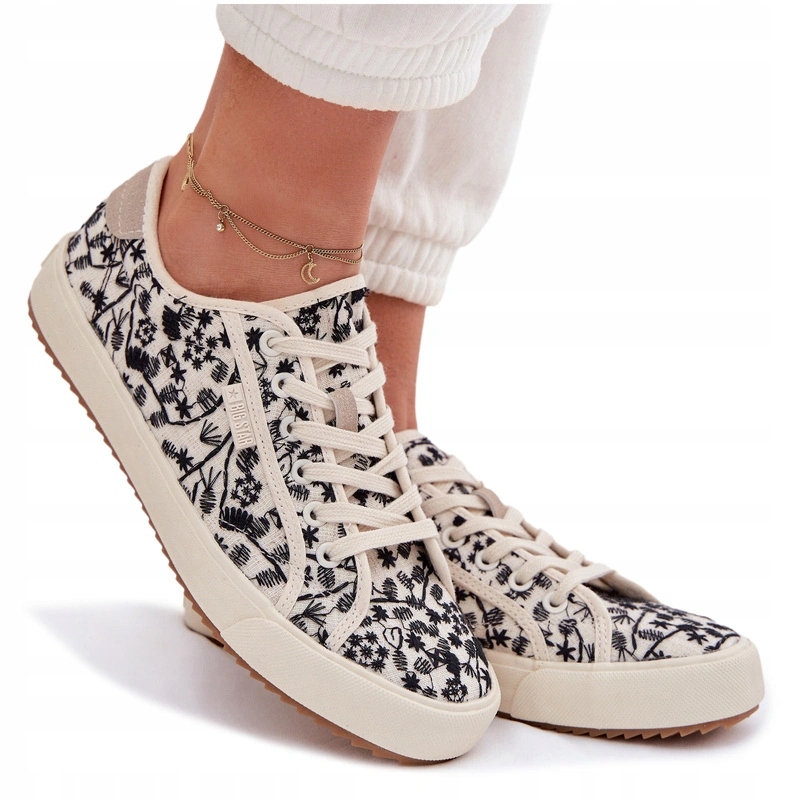 Dámské Tenisky Big Star S Vyšitým Vzorem, Světle Béžové, Velikost 40