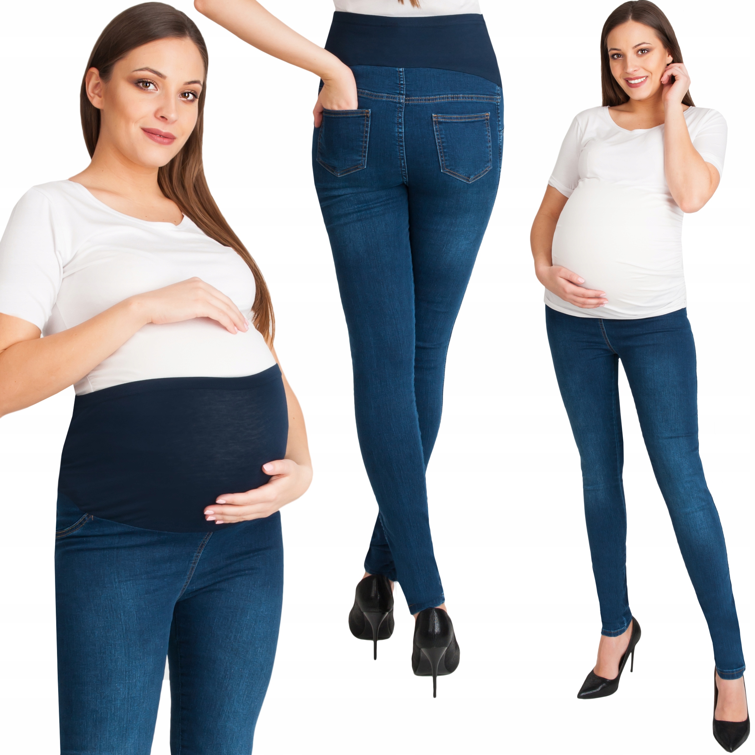 

Spodnie Ciążowe Jeans Rurki Roz XXL Granatowe