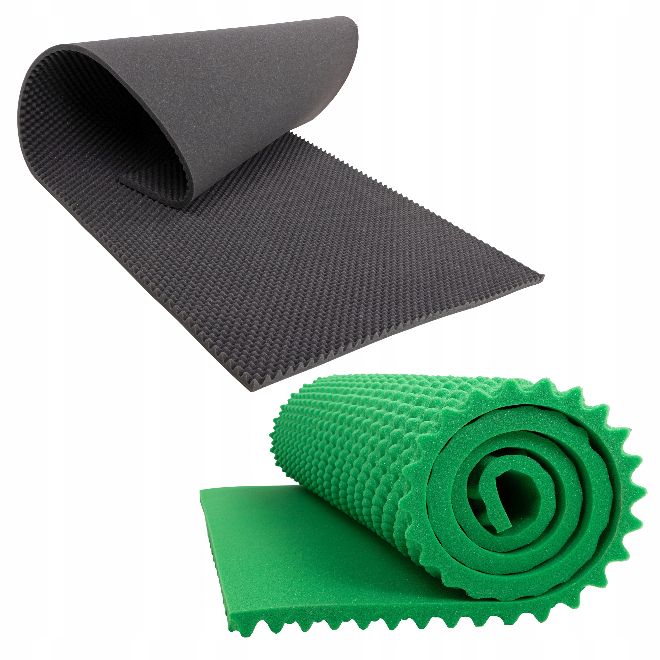 Akustická zvlněná tlumící podložka 3 cm šedá tmavě zelená 4 m² listy