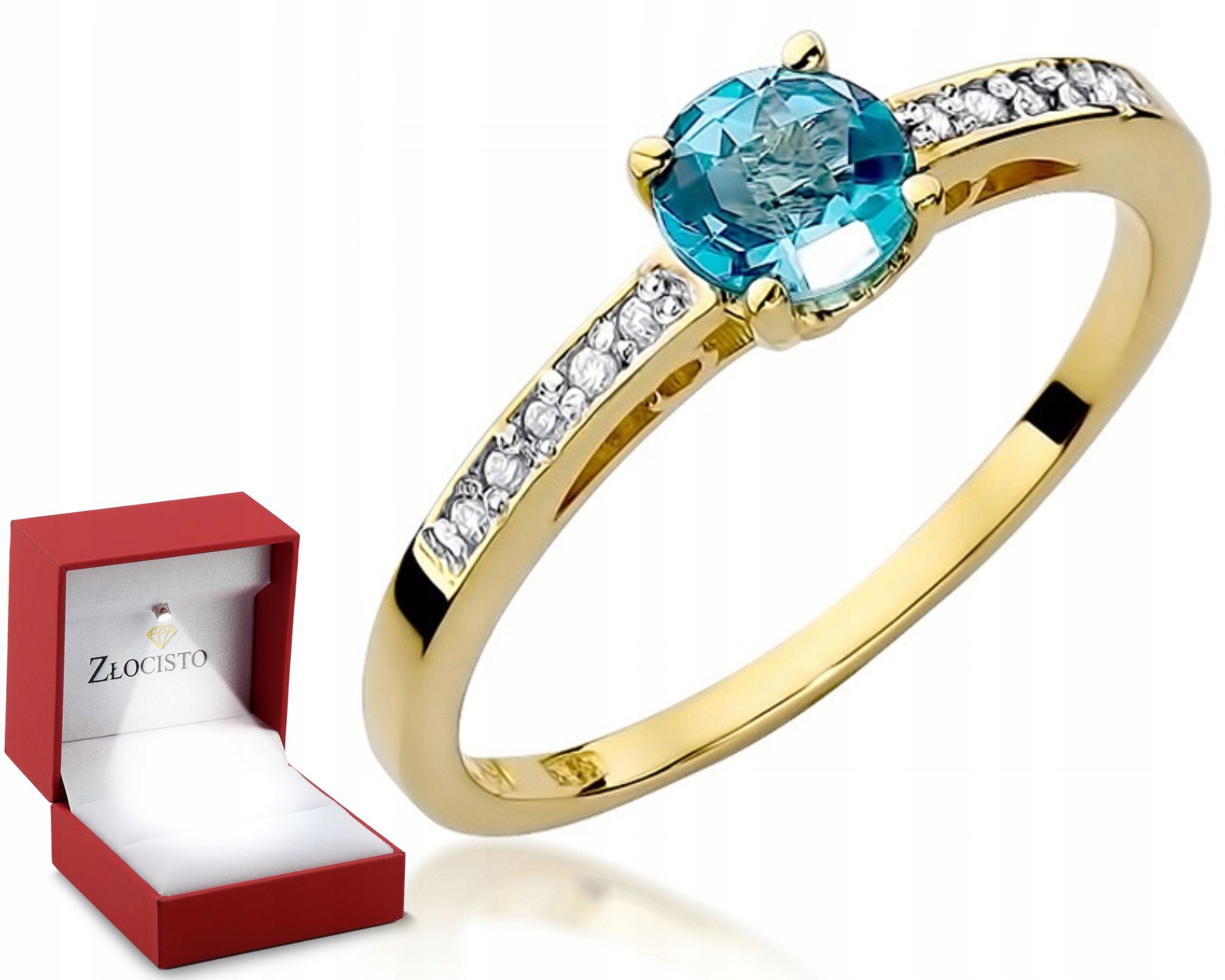 Zlatý Prstýnek s topazem, brilianty Gravírování Bonus