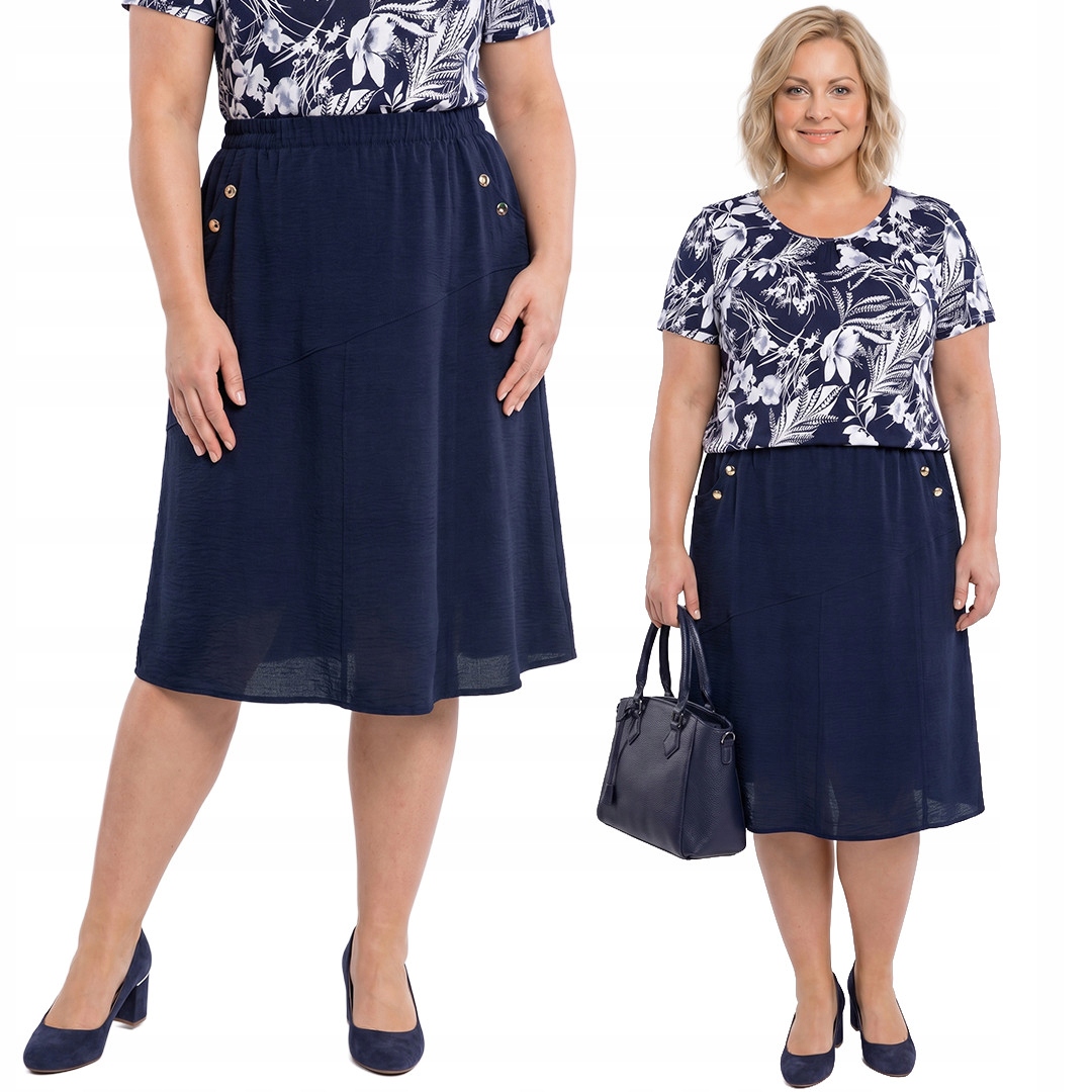 Tmavě modrá sukně s knoflíky plus size velikost 60/62