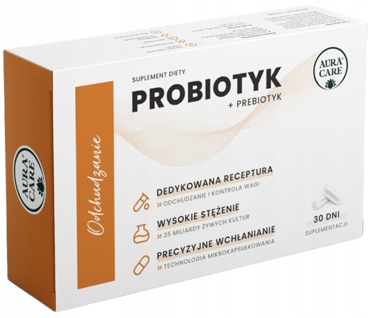 AURA CARE Probiotyki Odchudzanie probiotyk + prebiotyk 30 kapsułek