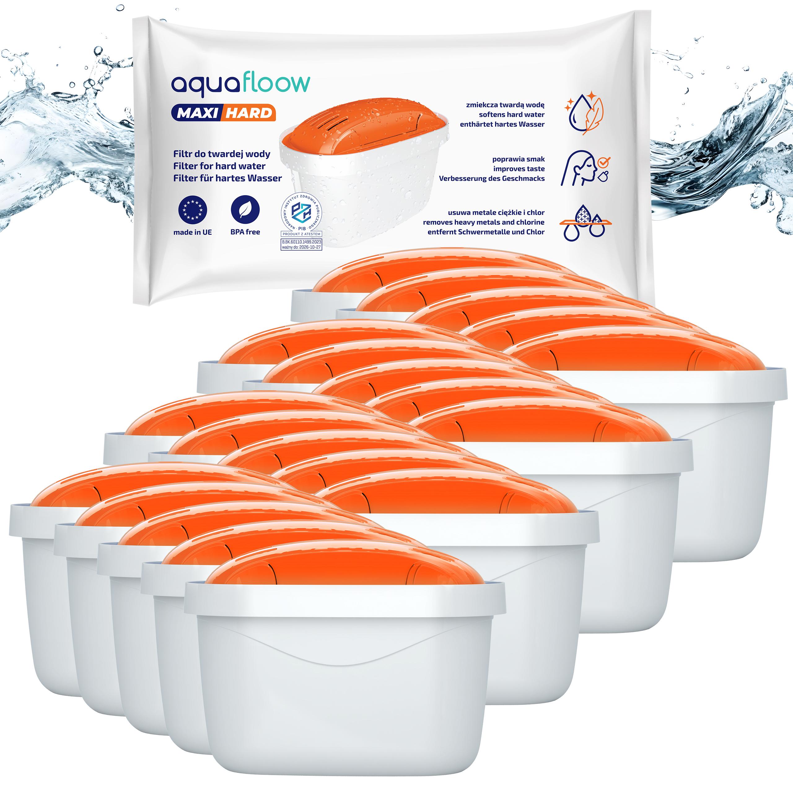 20x wkład do wody AquaFloow Maxi Hard do dzbanka filtrującego twarda woda