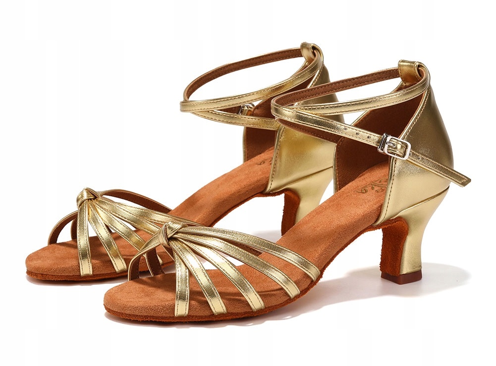 Buty Do Tańca Taneczne Latino Na Obcasie Złote 5cm Rozmiar 41