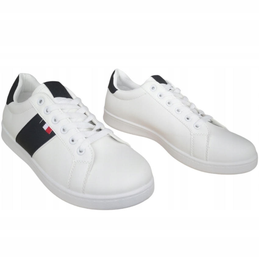 Męskie Półbuty Lekkie Adidasy Skórzane Sportowe Modne Trampki Białe r. 42