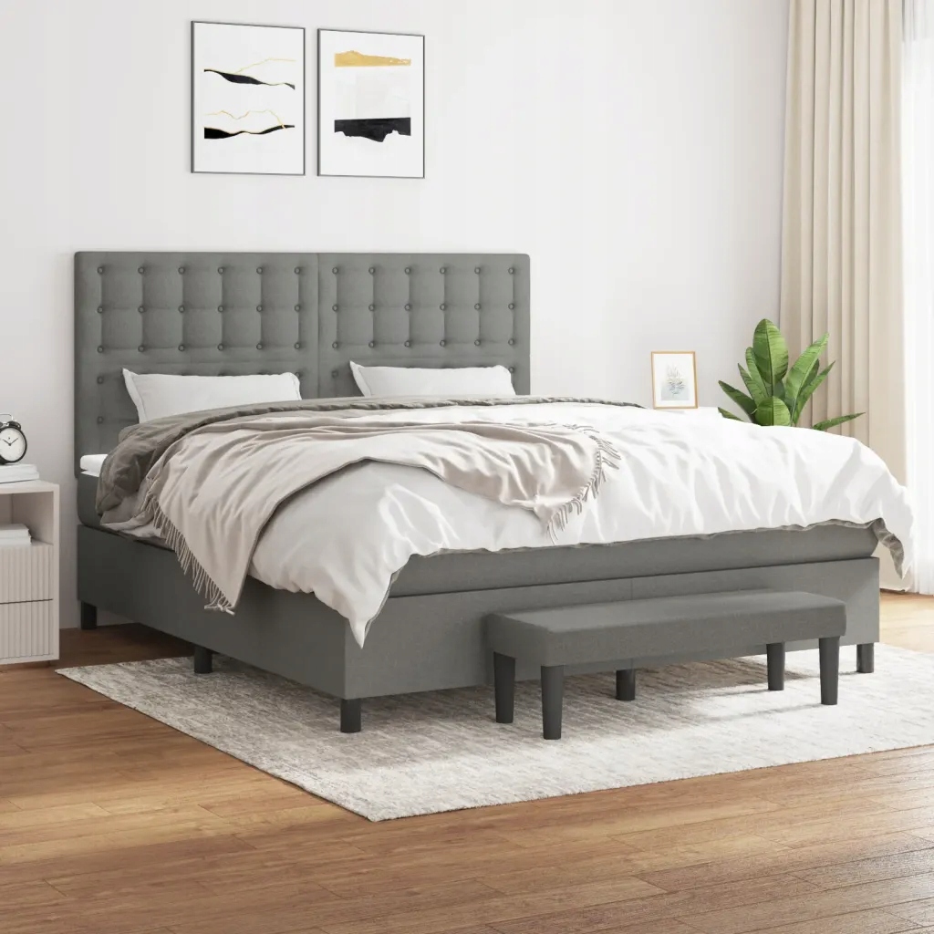 Box spring postel s matrací tmavě šedá 160x200 cm textil Šedá 3136926